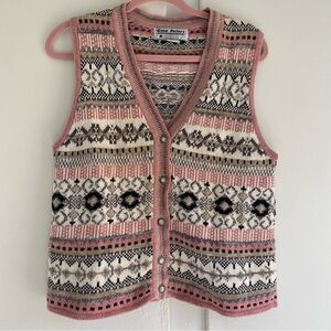Vintage Pink Fair Isle Women's Sweater Vest Normcore Coquette Girl Valentines